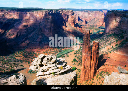 High Angle View of Canyon De Chelly at Spider Rock, Arizona Stock Photo
