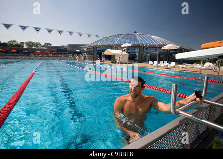 The American swimmer Michael Phelps, in a Vichy training session with the 2012 Olympics in mind (Bellerive-sur-Allier - France). Stock Photo