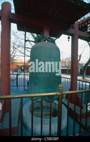 Close Up View of a Buddhist Ceremonial Bell, Lama Temple, Beijing, China Stock Photo