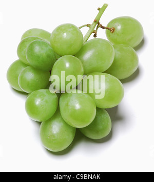 Bunch of green grapes on white background Stock Photo