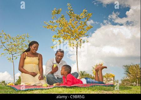 https://l450v.alamy.com/450v/c9br5g/pregnant-woman-and-husband-with-young-daughter-having-picnic-together-c9br5g.jpg