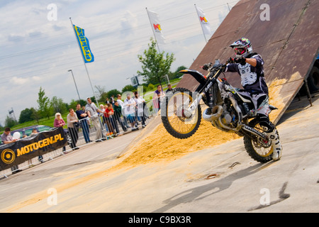 Stunt style - motorcycles trick Stock Photo