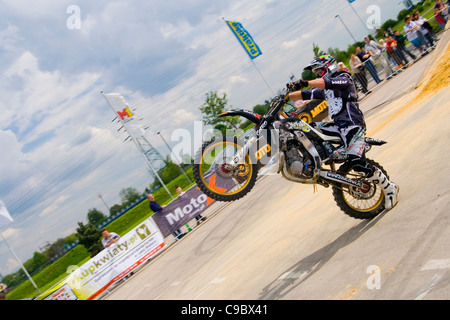 Stunt style - motorcycles trick Stock Photo