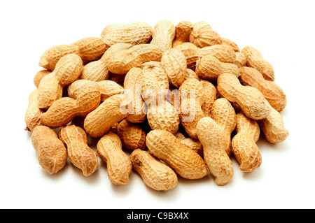 Peanut shells on a white background Stock Photo