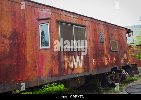 An abandoned train car sidetracked in Warrenton, Virginia. Stock Photo