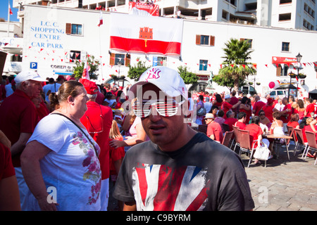 Gibraltar city center during Gibraltar National Day, 10 September 2011. Stock Photo