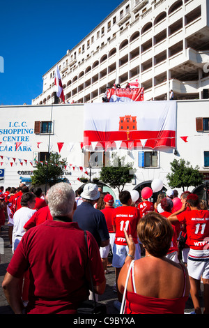 Gibraltar city center during Gibraltar National Day, 10 September 2011. Stock Photo