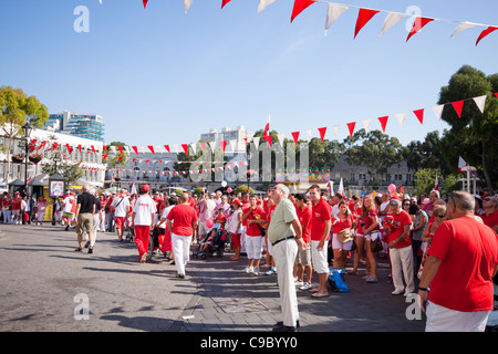 Gibraltar city center during Gibraltar National Day, 10 September 2011. Stock Photo