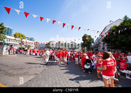 Gibraltar city center during Gibraltar National Day, 10 September 2011. Stock Photo