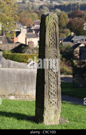 Ancient Saxon Cross in Bakewell Stock Photo