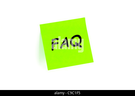 FAQ Frequently Asked Questions Concept On A Note Isolated On White Stock Photo