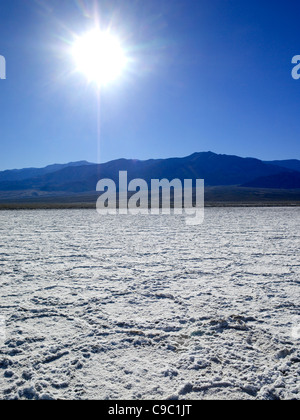 Dried Cracked Mud and Sun, Death Valley California, USA Stock Photo