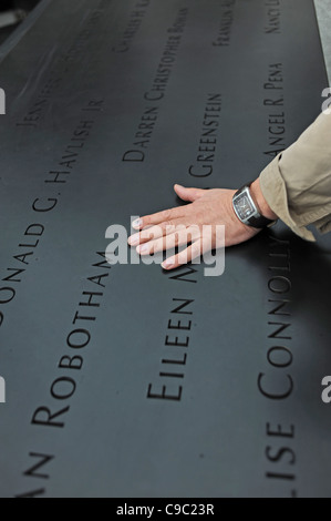 The Ground Zero memorial garden for those who died in the terrorist attack on the twin towers in Manhattan New York on 9/11 . Stock Photo