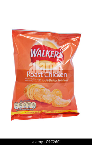 A packet of Walkers roast chicken flavour crisps on a white background Stock Photo