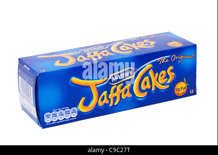 A packet of Mcvities Jaffa Cakes on a white background Stock Photo