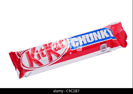 A Nestle chunky KitKat chocolate bar on a white background Stock Photo