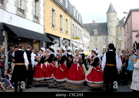 The annual Fête des Brodeuses, or Embroiderer's Festival, in Pont-l’Abbé, Finistère, Brittany, France. Stock Photo