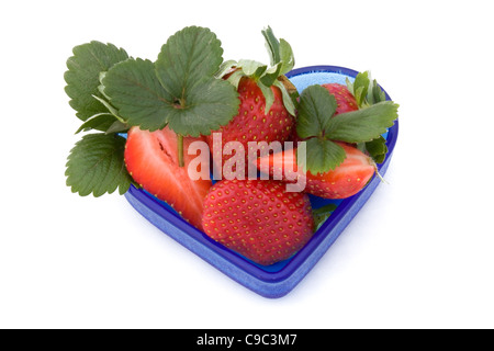 Heart bowl with strawberries. Stock Photo