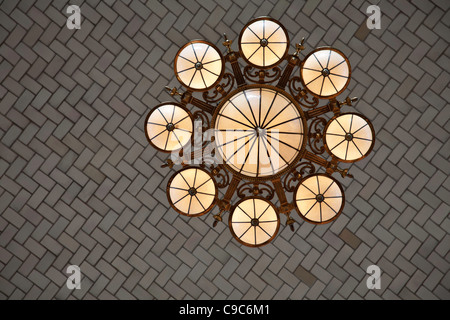 Light Fixture, The Great Hall, Ellis Island National Monument (U.S. National Park Service) Stock Photo