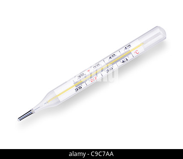 Medical mercury thermometer isolated on white background Stock Photo