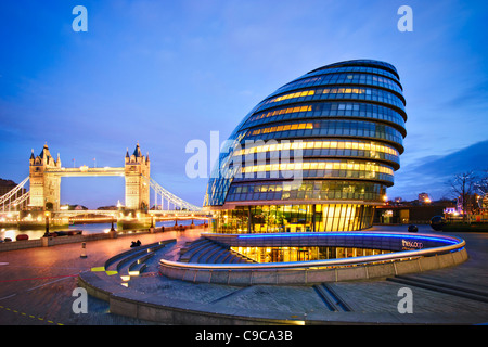 City Hall London & Tower Bridge Stock Photo