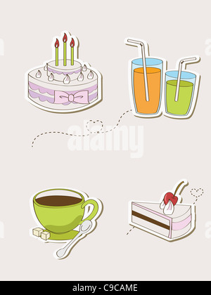 Various types of icons for cafe and desserts Stock Photo