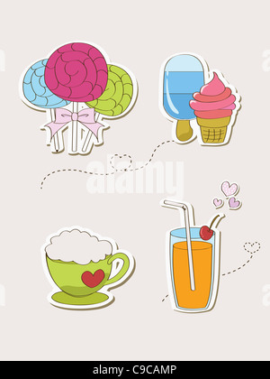 Various types of icons for cafe and desserts Stock Photo