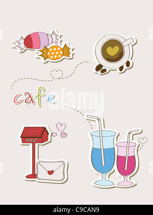 Various types of icons for cafe and desserts Stock Photo