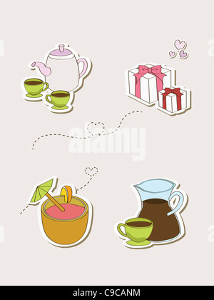 Various types of icons for cafe and desserts Stock Photo