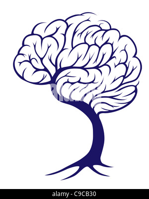 A tree growing in the shape of a brain Stock Photo