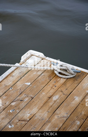 Boats rope knotted to mooring in Dana Point - California Stock Photo