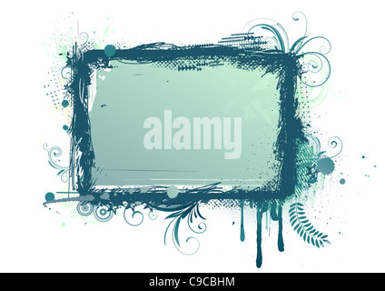 urban floral background with Design elements over grunge stained frame Stock Photo