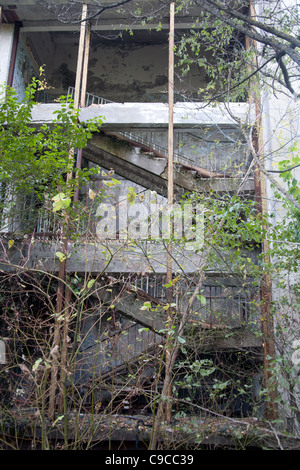 Exposed staircase from the outside of Pripyat Middle School Chernobyl