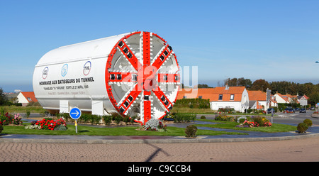 Monument to Channel Tunnel diggers Coquelles Calais France Stock Photo