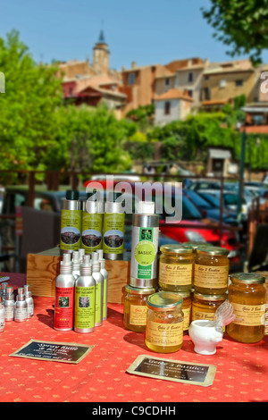 Market in Roussilion, Lavendel, Vaucluse, Provence, South France Stock Photo