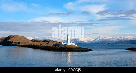 Lismore Lighthouse in the sound of Mull on the west coast of Scotland Stock Photo