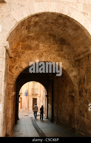 The Gate of Torre dell'Elefante in the Castello, Cagliari, Sardinia, Italy. Stock Photo