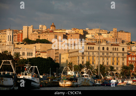 View from the port over Cagliari, Sardinia, Italy. Stock Photo