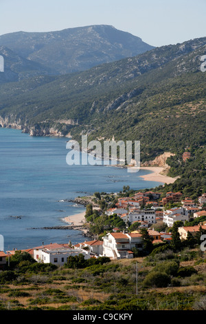 View over Cala Ganone and the Orosei Bay, Sardinia, Italy. Stock Photo