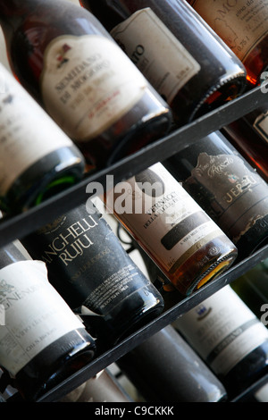 Bottles of Vermentino wine, Sardinia, Italy. Stock Photo