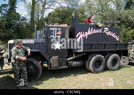 A US Army Vietnam era Macho gun truck (Highland Raiders) on display at the 2011 War & Peace Show at Hop Farm, Kent, UK. Stock Photo