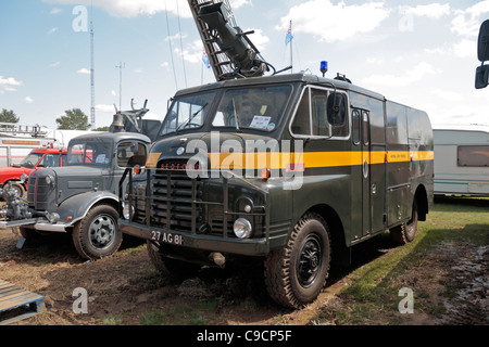 Royal Air Force crash tender in front of airfield control tower Stock ...