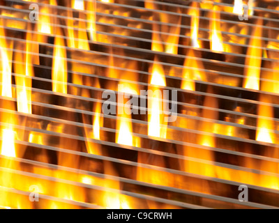 Grill with flame Stock Photo