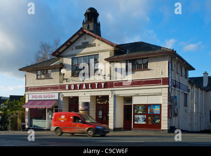 Royal Mail van driving past the Royalty Cinema in Bowness, Lake District National Park, Cumbria, England UK Stock Photo