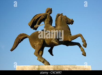The statue of Alexander the Great at the New Promenade of Thessaloniki,  Macedonia, Greece Stock Photo