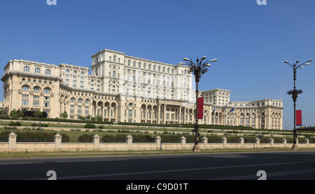 Day image of The Palace of the Parliament, also known as The People's House in the Ceausescu's era, in Bucharest,Romania. Stock Photo