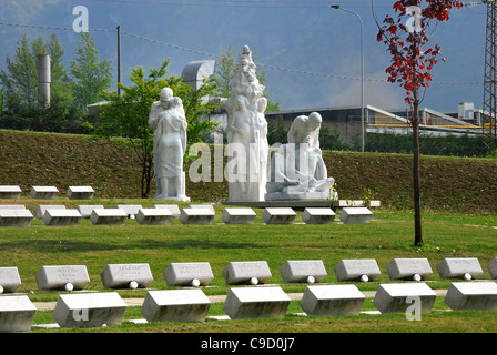 Longarone, Fortogna locality. The cemetery where are buried the victims of the Vajont dam disaster. Stock Photo