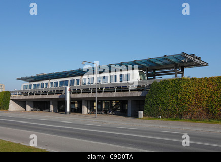 Sundby Metro station on Amager, one of the open air Metro stations of the driverless metro in Copenhagen, Denmark Stock Photo