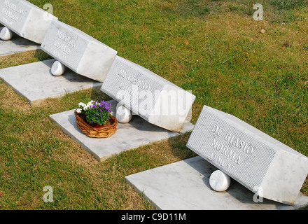Longarone, Fortogna locality. The cemetery where are buried the victims of the Vajont dam disaster. Stock Photo