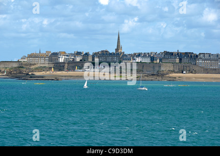 St Malo, view from Dinard, emerald coast (Brittany, France). Stock Photo
